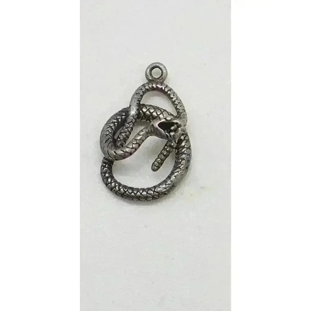 Solid 925 Sterling Silver Coiled Snake Serpent Pendant Mouth Open Charm